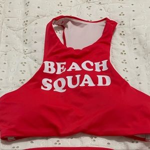 PINK Victoria's Secret Red 'Beach Squad' Bikini Top